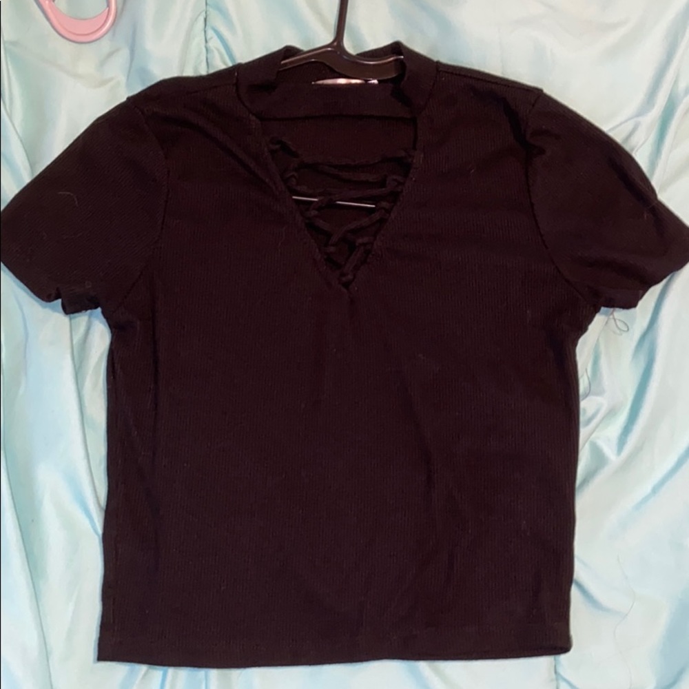 Black laced crop top